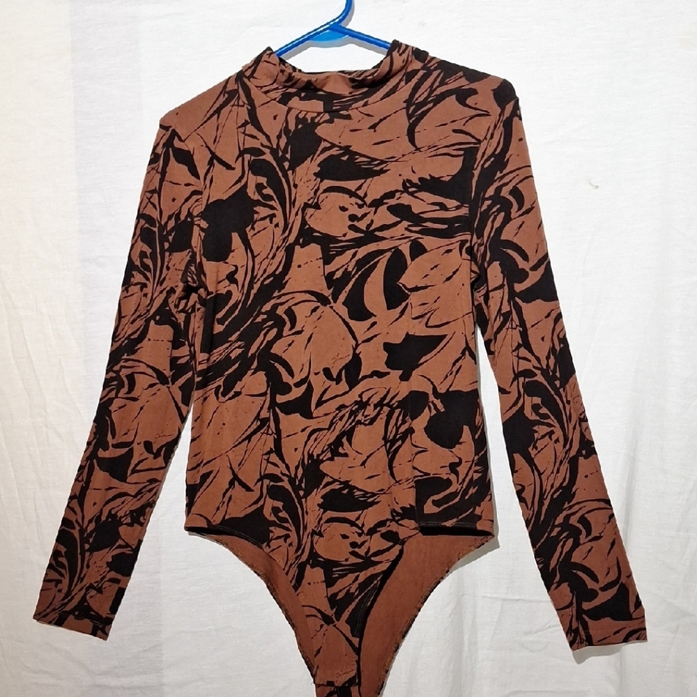 3/$20--a new day Patterned Bodysuit, Brown And Black, Sz 12, NWOT